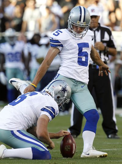 Dallas’ Dan Bailey (5) connects for only points in Cowboys’ win over Raiders. (Associated Press)