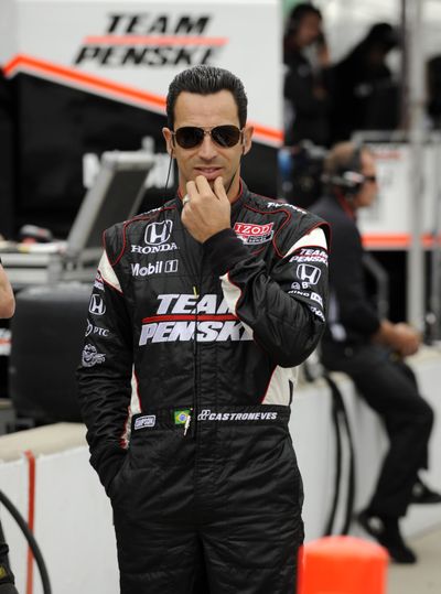 IndyCar stars such as defending champion Helio Castroneves will be frequently on display today during qualifying for the Indianapolis 500.   (Associated Press)
