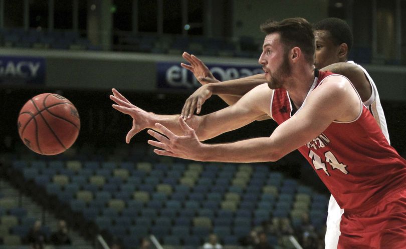 Eastern Washington forward Felix Von Hofe (44) passes the ball during the first half against Idaho in the Big Sky Conference semifinal on Friday. The league moved the tournament to Reno this season. (Lance Iversen / Fr171256 Ap)