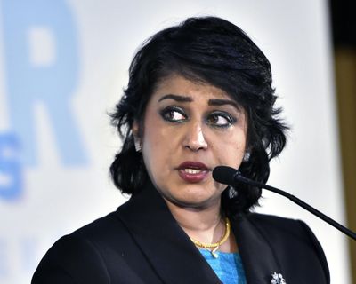 President of Mauritius Ameenah Gurib-Fakim speaks during a news conference Nov. 29, 2016 in Budapest, Hungary. Gurib-Fakim faces allegations that she bought clothing and jewelry with a credit card provided by a non-governmental group whose Angolan founder has sought to do business in Mauritius and is under investigation for alleged corruption in Portugal. (Zoltan Mathe / Associated Press)