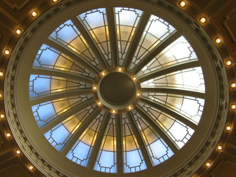 Light streams through the dome over the Idaho Senate chamber on Friday (Betsy Russell)