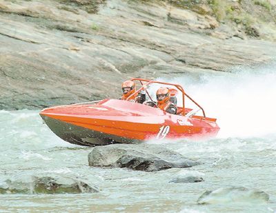 The Red Bird Racing team tackles the Salmon River rapids during the annual jet-boat races near Riggins in April 2007. The boat is piloted by Mike Egbers of Mount Vernon, Wash., and Eric Hamburg of Shasta Lake, Calif. 
 (Red Bird Racing)
