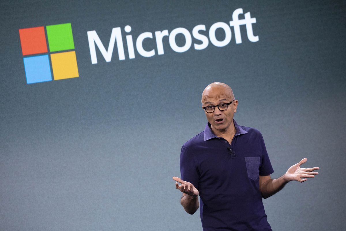 FILE - In this Oct. 2, 2019 file photo, Microsoft CEO Satya Nadella talks during a company event in New York. Nadella said in June 2020 that the tech company would double the number of Black and African American managers, senior individual contributors and senior leaders by 2025. (Mark Lennihan)