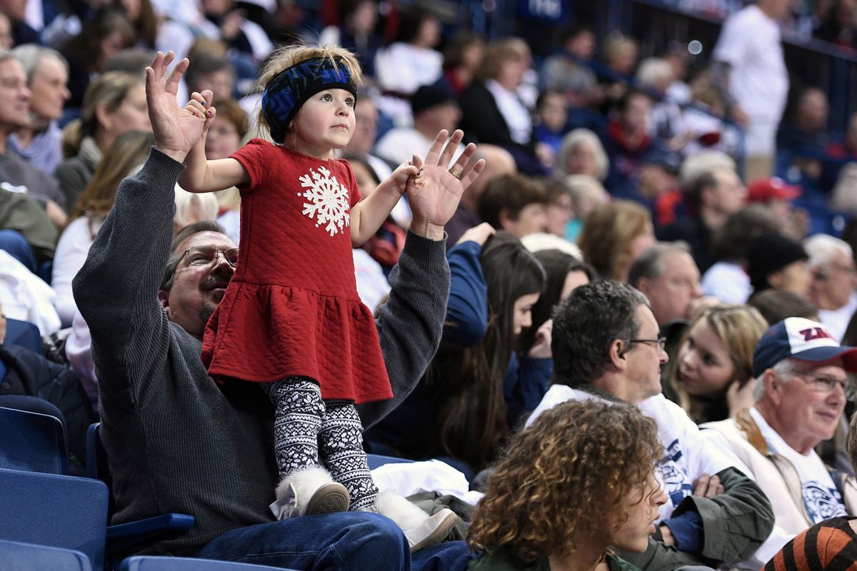A young Gonzaga fan enjoys the Zags 20-point lead during the second half of a NCAA women