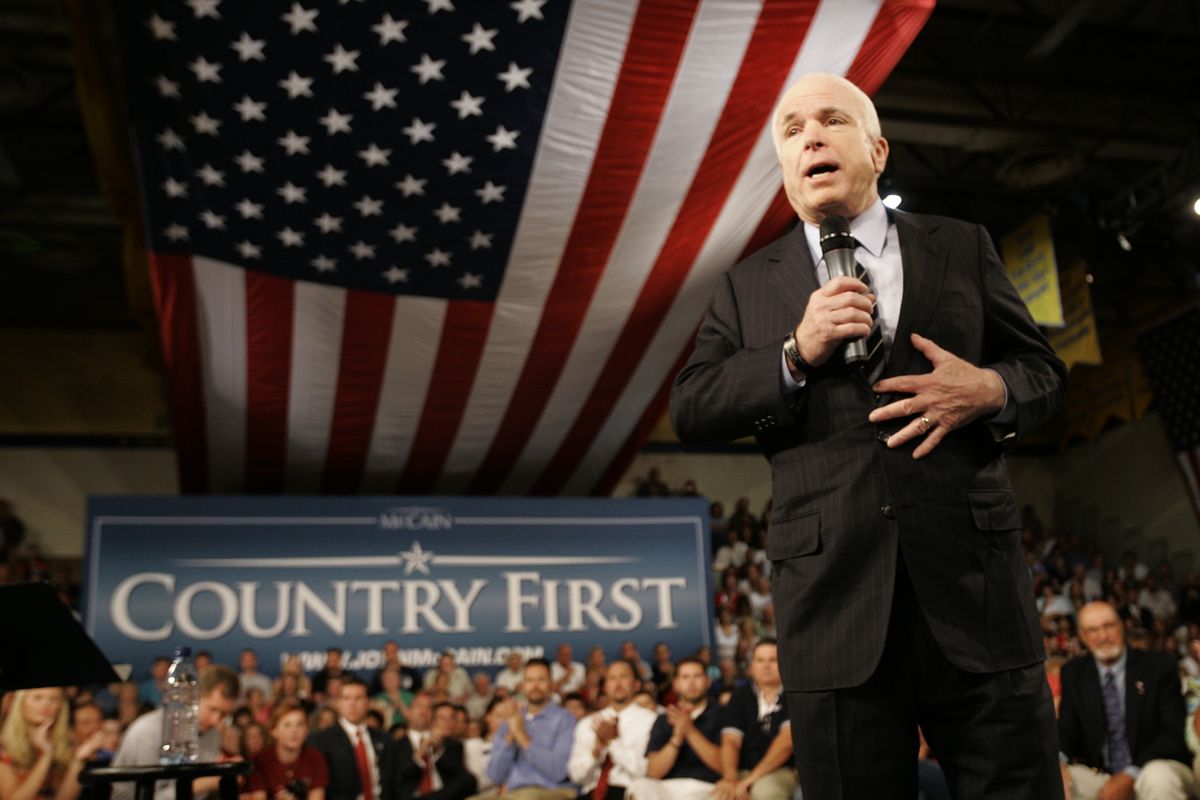 John McCain speaks during a town hall meeting Tuesday  in Sparks, Nev. (Mary Altaffer / The Spokesman-Review)