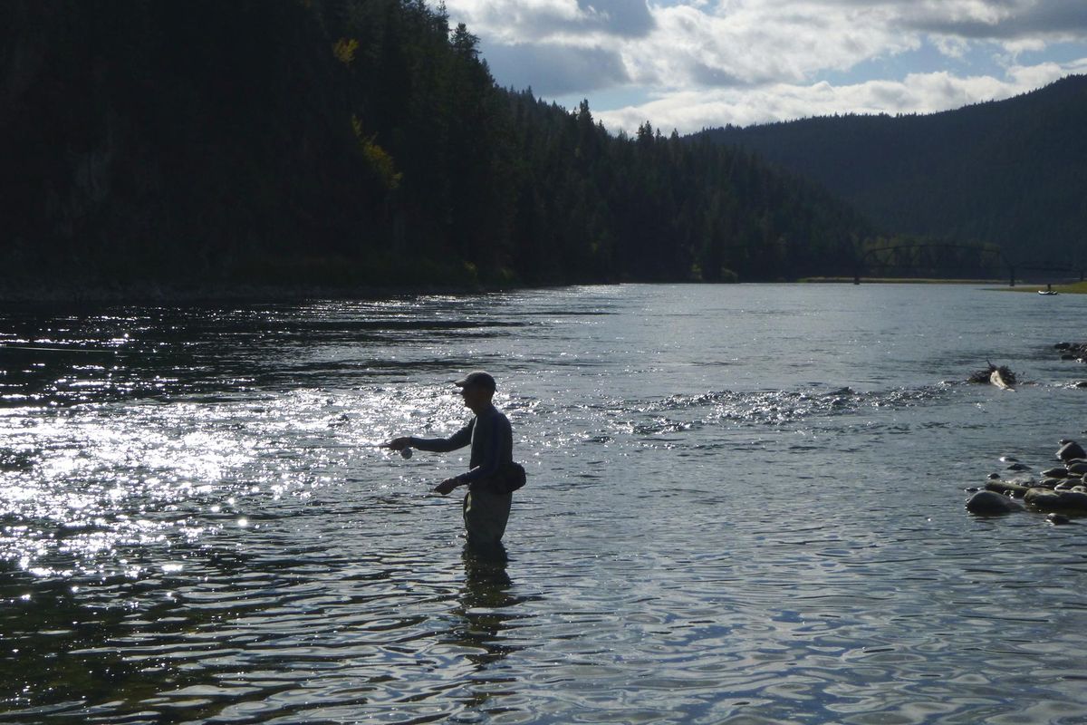 A fly-fisher finds little competition on the Kootenai River near the Montana-Idaho border. (Rich Landers / The Spokesman-Review)