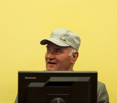 Former Bosnian Serb military chief Ratko Mladic at The Hague, Netherlands, Monday. (Associated Press)