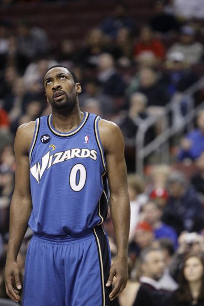 Wizards guard Gilbert Arenas will be seeing zero action for a while after being suspended by NBA commissioner David Stern.  (Associated Press)
