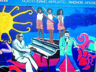 
The colorful mural with the rock 'n' roll singers, painted by Idaho Youth Ranch clients, is on the outside wall of the Idaho Youth Ranch Thrift Store on Fourth Street. 
 (Patrick Jacobs photos / The Spokesman-Review)