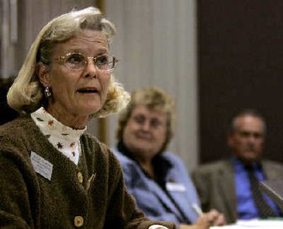 
Board member Kathy Martin speaks in favor of new science standards during a meeting of the Kansas Board of Education on Tuesday.
 (Associated Press / The Spokesman-Review)