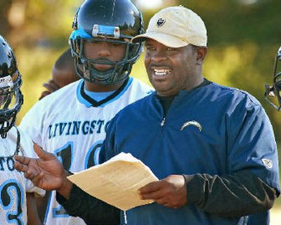 
Natrone Means means business when he's coaching running backs at Division II Livingston College. 
 (Associated Press / The Spokesman-Review)