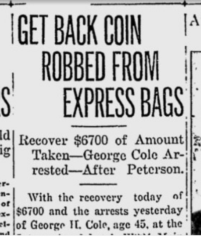 Police recovered some of the stolen $10,000 from the Great Northern Express Depot after two suspects implicated a railway employee as the ringleader in the crime. (S-R archives)