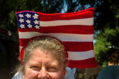 
Lisa Sacksteder shows her Fourth of July spirit during the Bayview Daze parade Saturday.
 (Amanda Smith / The Spokesman-Review)