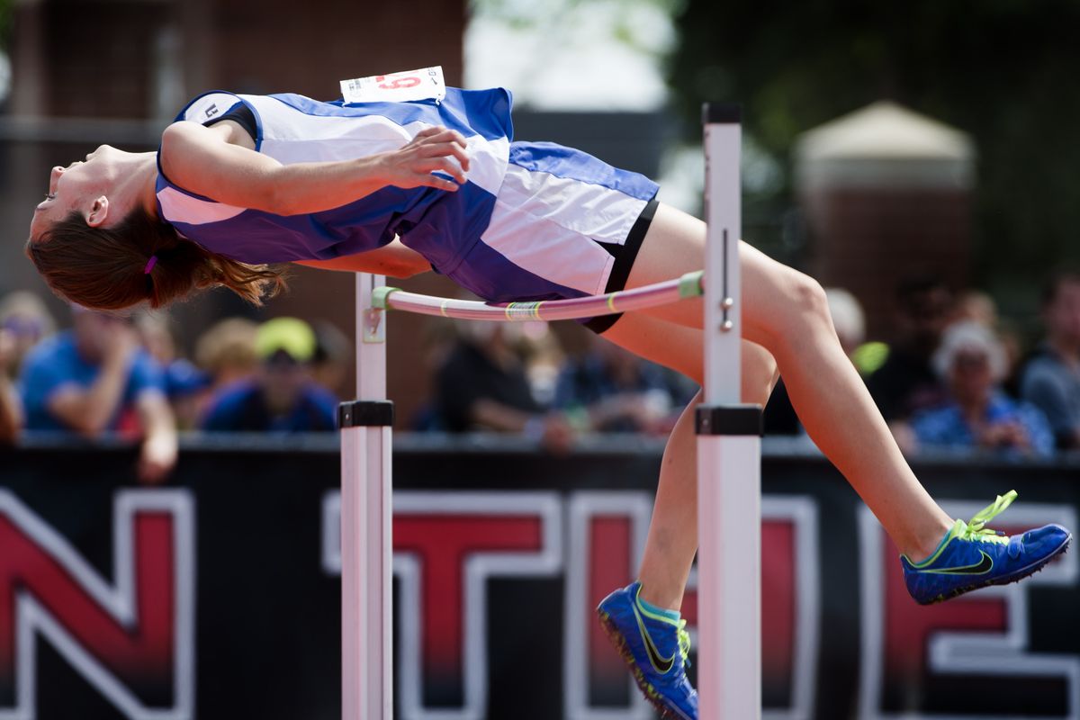 Valley Christian’s Hannah Fields won the 1B high jump at 5-1, her first time clearing 5 feet. (Colin Mulvany)