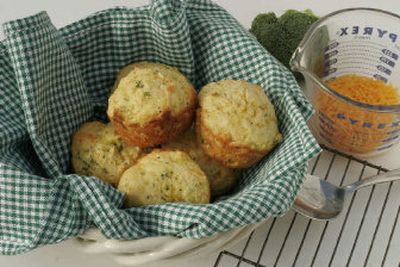 
Broccoli Cheddar Muffins can go a long way when there is little time to prepare. Corn muffin mixes are super easy to adapt.
 (Photo by Kats Barry for Desperation Dinners / The Spokesman-Review)
