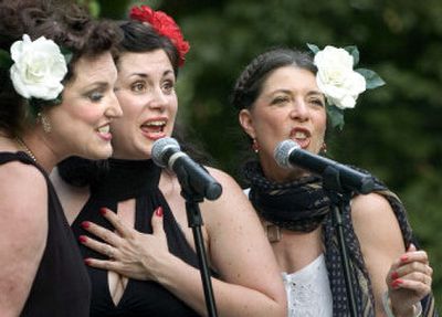 
Above: From left, Melody Deatherage, Abbey Crawford and Pamela Brownlee, sing 