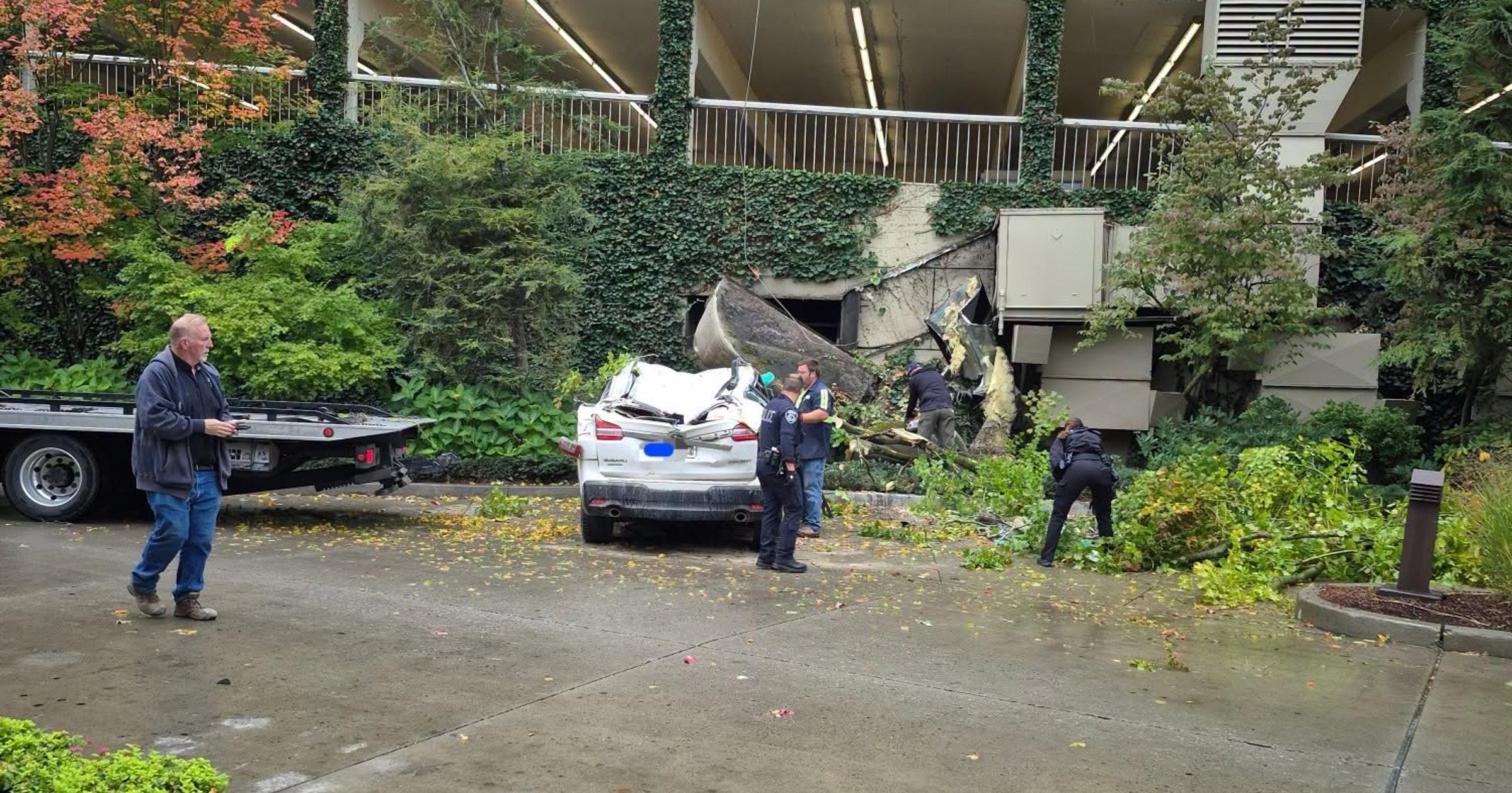 Car falls three stories from Cd’A Resort parking garage, minor injuries reported