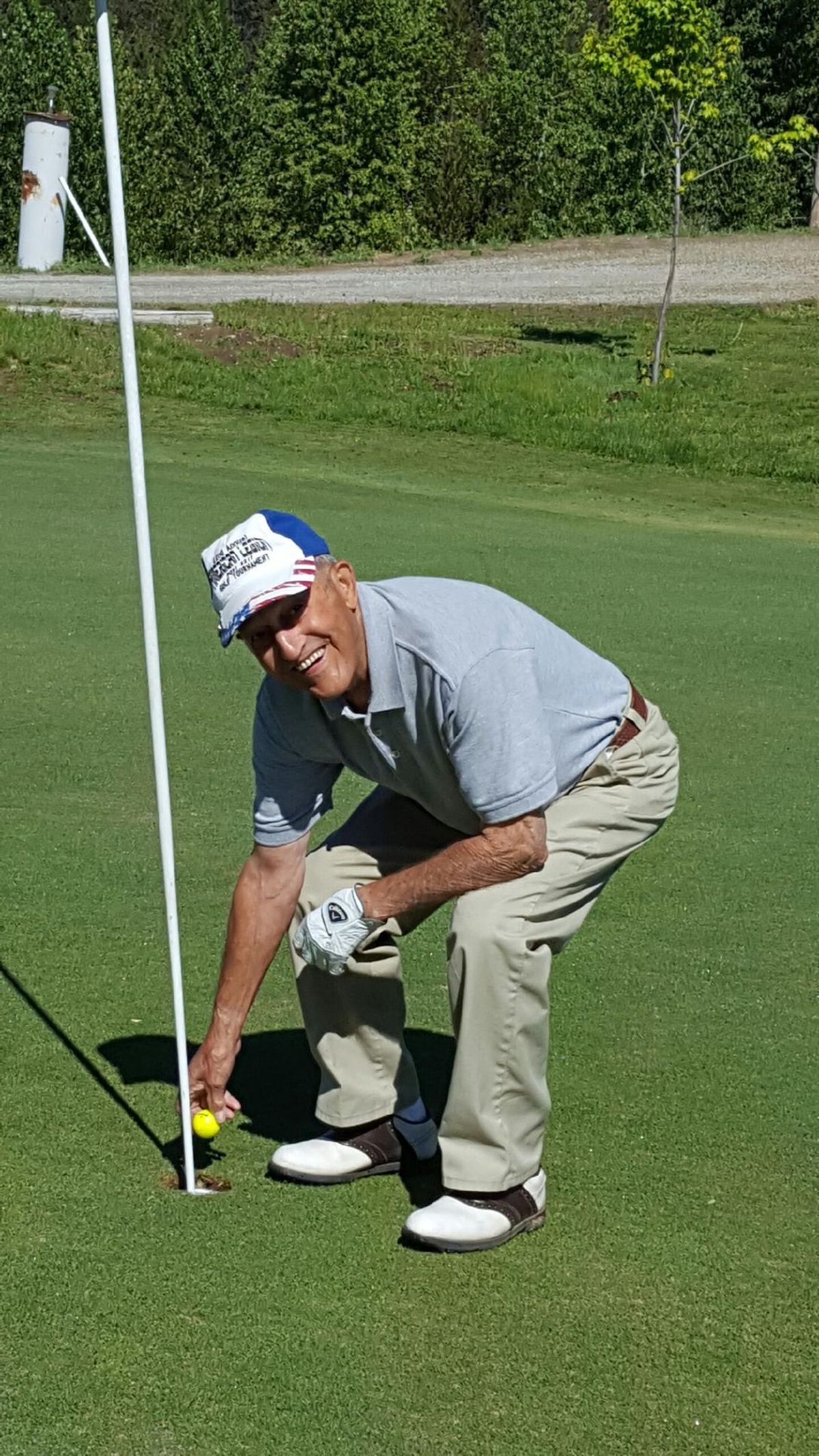 Frank Capehart poses after his first hole-in-one on No. 1 at the Ranch Club. (Rolland Cox Sr. / Rolland Cox Sr. photo)
