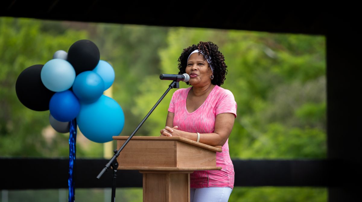 Elisha Mitchell leads a prayer during Praise in the Park on the Sunday of Juneteenth weekend on June 20, 2021 at Liberty Park in Spokane. Though the event is annual, conducted by pastors from a variety of area churches,, this marks the first Praise in the Park that Juneteenth has been federally recognized as a national holiday.  (Libby Kamrowski/ THE SPOKESMAN-REVIEW)