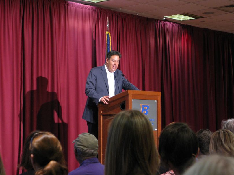 1st District Idaho Rep. Raul Labrador introduces Rand Paul in Boise on Thursday; Labrador is Paul's western states chairman, and has been traveling with him throughout his swing through five western states for 