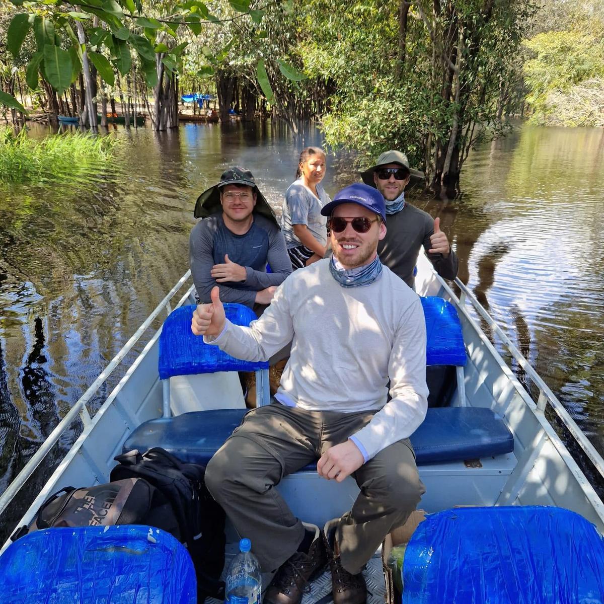 John Konst, left, was disconnected from technology on his trip to the Amazon Rainforest.  (Courtesy of Johan Konst)