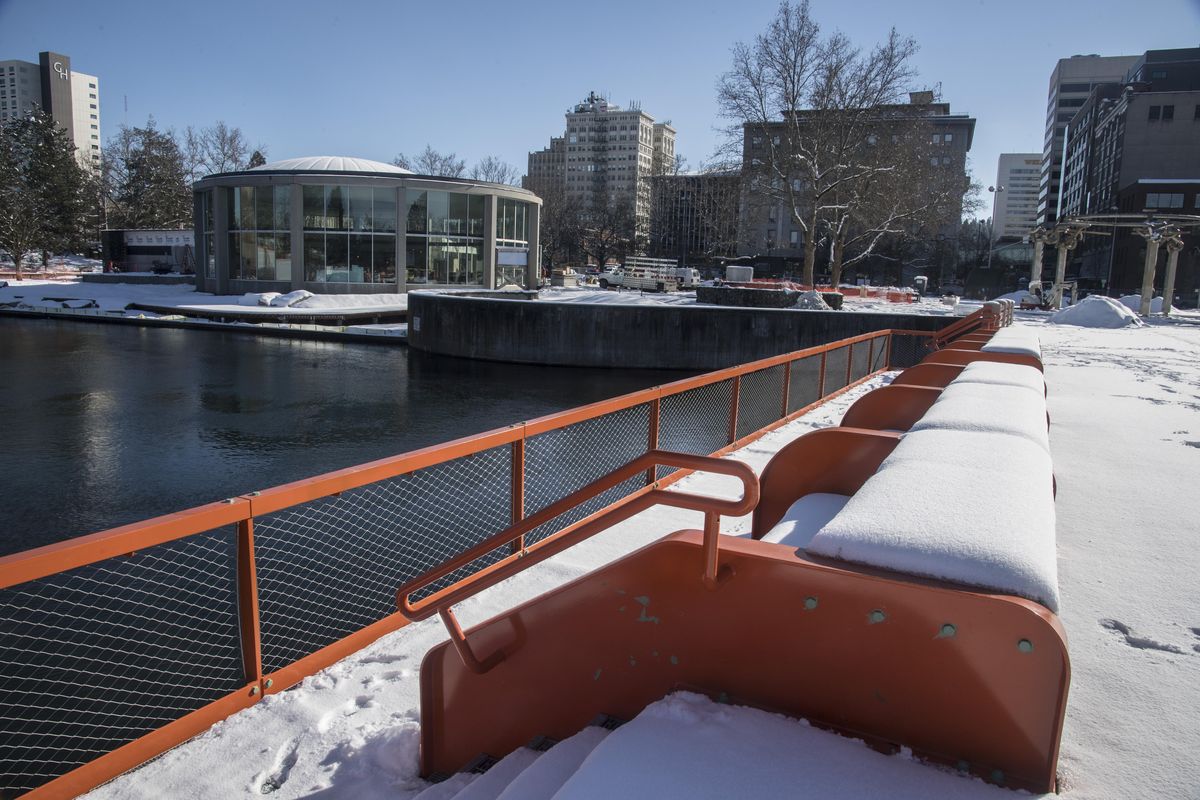 The new Howard Street Bridge in Riverfront Park offers a step-down feature for visitor to be closer to the water. (Dan Pelle / The Spokesman-Review)