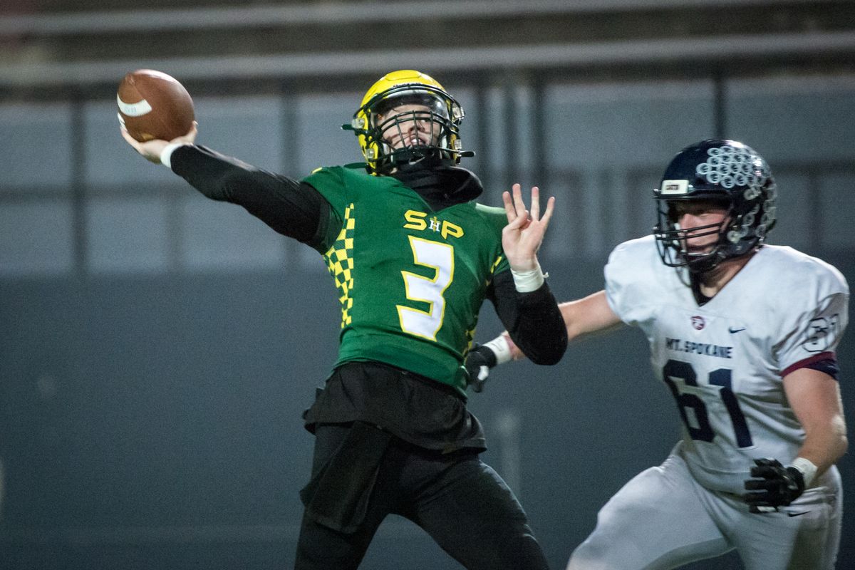 Shadle Park’s Ryan Schmidt throws during the Greater Spokane League 3A title game against Mt. Spokane  (Libby Kamrowski)
