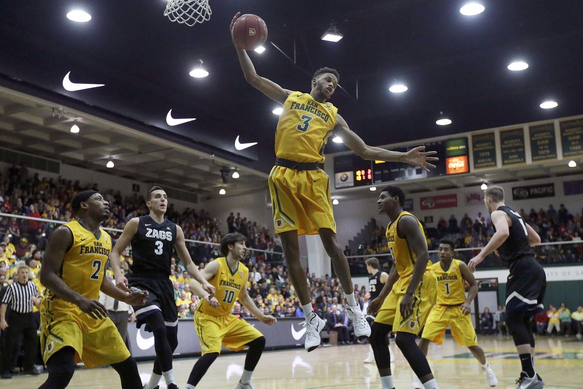 Gonzaga overcame a 16-point second half deficit to win at San Francisco on Jan. 2, 2016. (Jeff Chiu / Associated Press)