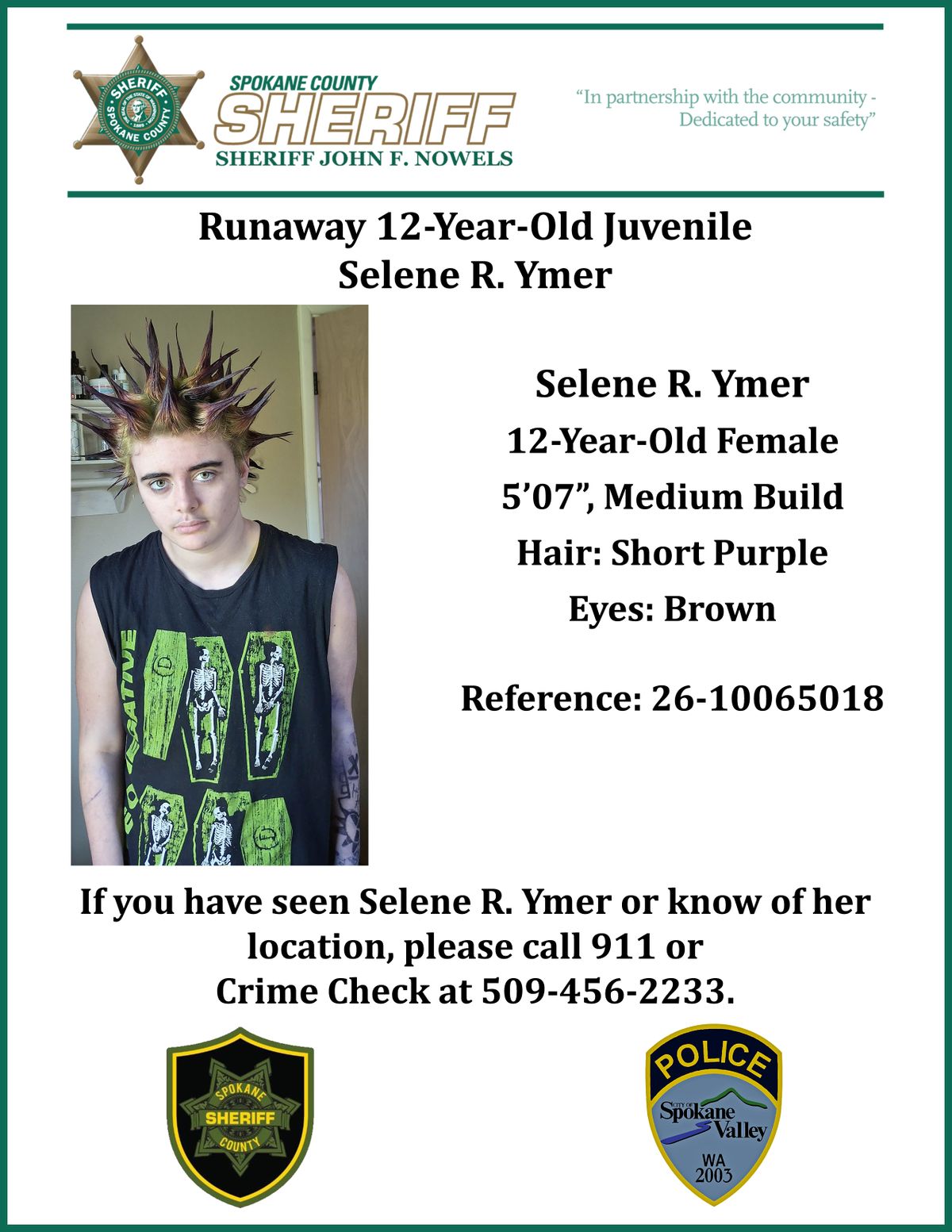 Selene Ymer  (Courtesy of Spokane Valley Police Department)