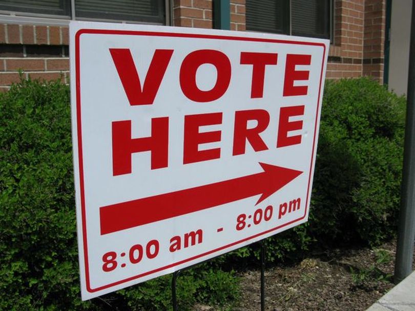 Sign outside polling place for Idaho's primary election on Tuesday. (Betsy Russell)