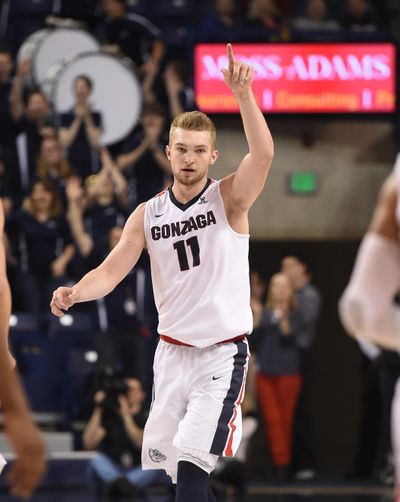 Gonzaga sophomore Domantas Sabonis doesn’t hide his emotions on the basketball court. (Colin Mulvany / The Spokesman-Review)