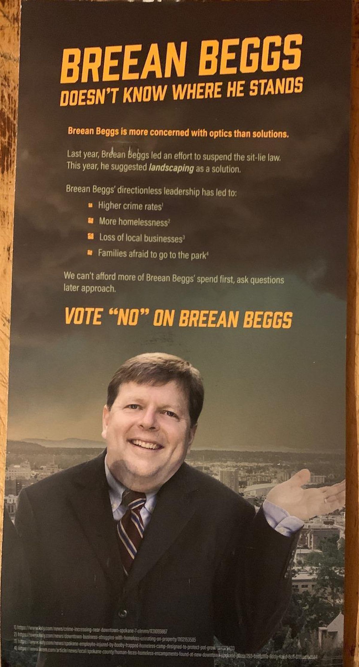 An ad paid for by the Committee to Elect Cindy Wendle features a Photoshopped picture of Breean Beggs. (Courtesy of Breean Beggs)