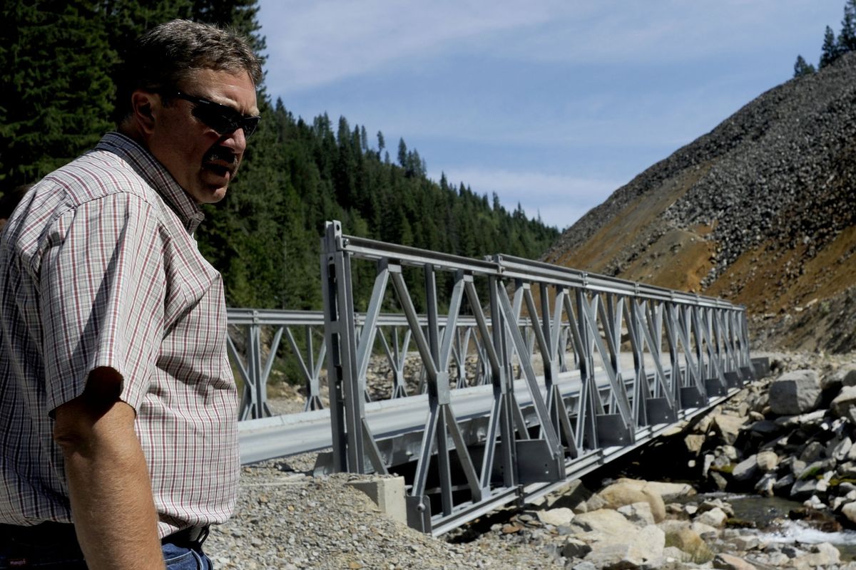 Dan Meyer of Coeur d’Alene Trust talks about the cleanup process of the old milling sites, mine tailings and waste rock in Nine Mile Canyon near Wallace on Thursday. Cleaning up the canyon will be an epic endeavor, costing about $88 million over eight to 10 years. (Kathy Plonka)