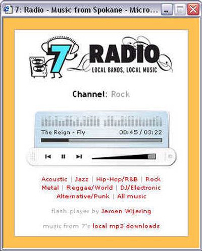 
7 Radio streams songs from 7' online database of local bands' mp3s.
 (The Spokesman-Review)