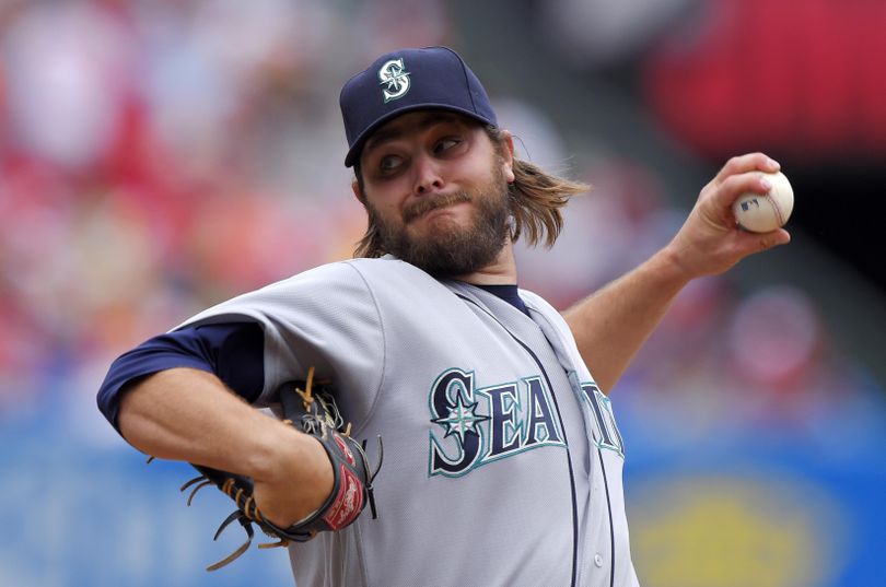 Wade Miley picked up his first win for the Mariners despite a shaky first inning. (Associated Press)