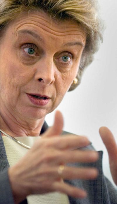 
Gov. Chris Gregoire gestures Friday as she speaks with a panel of newspaper staffers at The Spokesman-Review in Spokane.
 (Christopher Anderson / The Spokesman-Review)