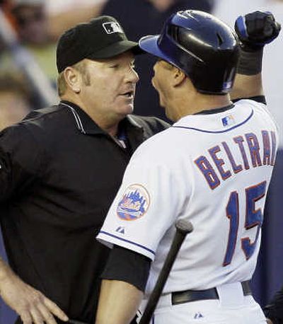 
Mets' Carlos Beltran, right, was ejected Tuesday night. Associated Press
 (Associated Press / The Spokesman-Review)