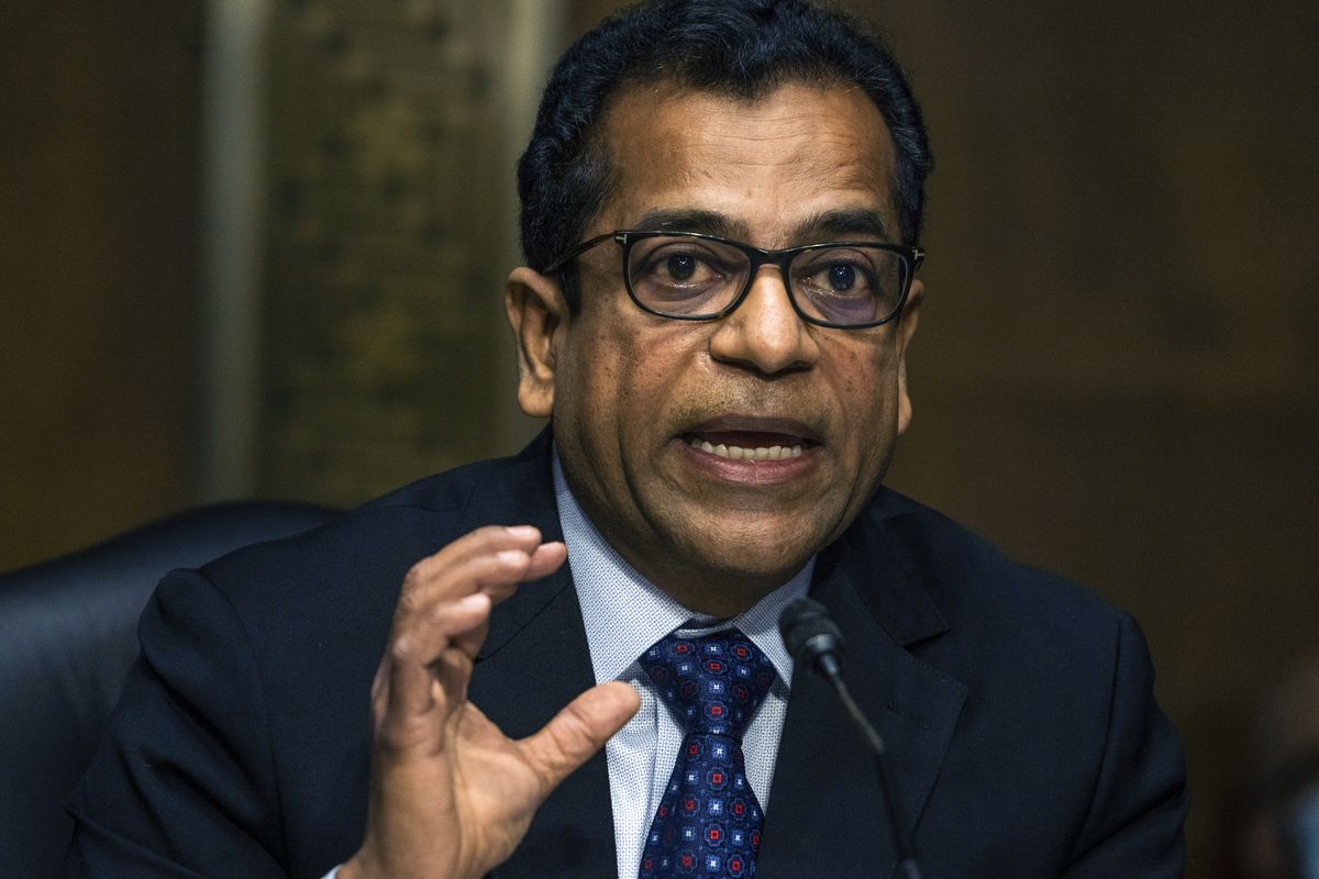 In this Feb. 23, 2021 photo, SolarWinds CEO Sudhakar Ramakrishna speaks during a Senate Intelligence Committee hearing on Capitol Hill in Washington. The U.S. government is working to draw attention to supply chain vulnerabilities. It's an issue that received particular attention late last year after suspected Russian hackers gained access to federal agencies and private corporations by sneaking malicious code into widely used software.  (Demetrius Freeman)