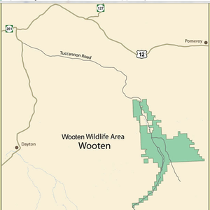 W.T. Wooten Wildlife Area locator map.