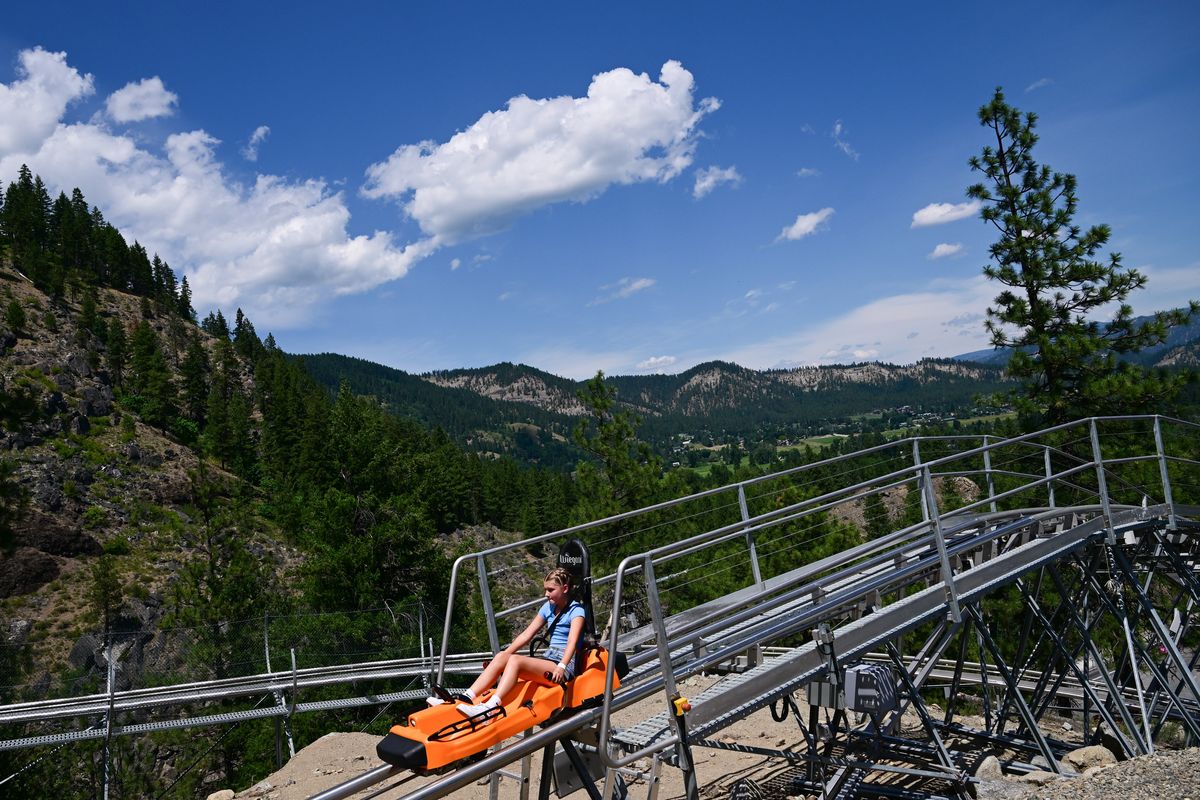The Tumwater Twister Alpine Roller Coaster offers riders expansive views of the area’s topography, as photographed on Thursday, June 29, 2023, at Leavenworth Adventure Park in Leavenworth, Wash. (Tyler Tjomsland/The Spokesman-Review)