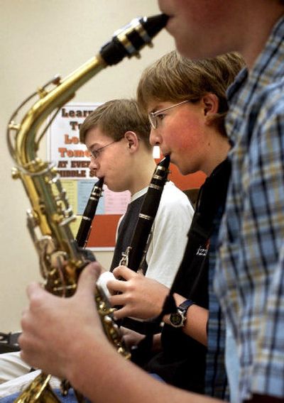 
From left to right,  Taylor Giese,  Michael Lucas  and Mitchell Dumais play a selection from 