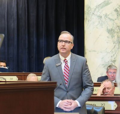 Rep. Ron Nate, R-Rexburg, urges House members on Thursday to vote against an annual IRS tax code conformity bill on same-sex marriage grounds (Betsy Z. Russell)