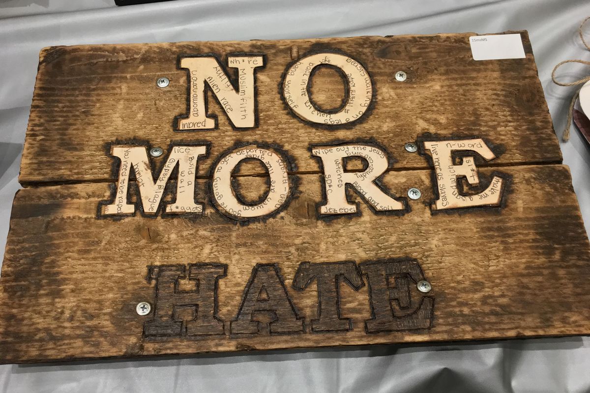 “No More Hate – Combating Hate Speech,” by Madelynne Sherwood of Salk Middle School, second place in the art portion of the annual Spokane Community Observance of the Holocaust Art and Essay Contests. (Courtesy photo)