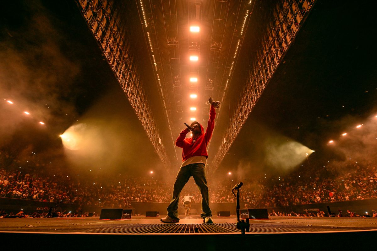 Kendrick Lamar performs onstage during The Pop Out – Ken & Friends, presented by pgLang and Free Lunch at the Kia Forum on June 19 in Inglewood, Calif. He is back on tour with SZA this summer.  (Getty Images)