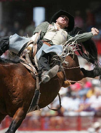 
Sandpoint's Rowdy Buechner won the bareback event during July's Frontier Days in Cheyenne, Wyo. 
 (Michael Smith/Special to / The Spokesman-Review)