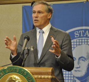 OLYMPIA -- Gov. Jay Inslee tells reporters he thinks a deal on the 2013-15 budget could be struck by the end of the day Monday. (Jim Camden)