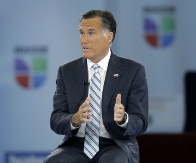 Republican presidential candidate Mitt Romney participates in a Univision “Meet the Candidates” forum in Coral Gables, Fla. on Wednesday. (Associated Press)