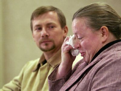Ed and Julie Schulz, siblings of U.S. security consultant Ronald Schulz, who was kidnapped by an Iraqi insurgent group Tuesday, plead for Ronald's life Thursday during a news conference in Fargo, N.D.
(Associated Press / The Spokesman-Review)