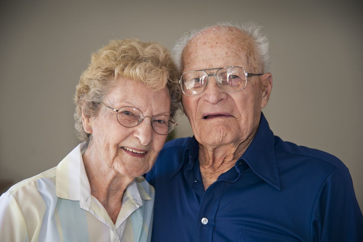 Margaret and Louis Kirschbaum, of Spokane Valley, will celebrate their 75th wedding anniversary. They met as teenagers in Missoula. Louis sent a note to Margaret via his younger sister asking Margaret to a movie. “That was the start of it,” says Margaret. (Dan Pelle)