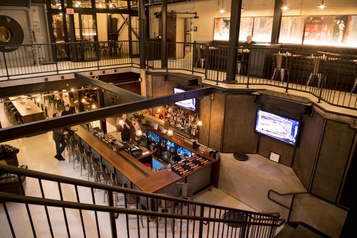 The taproom and downstairs and the restaurant upstairs at the Steam Plant Kitchen and Brewery, shown Tuesday, Jan. 23, 2018. (Jesse Tinsley / The Spokesman-Review)
